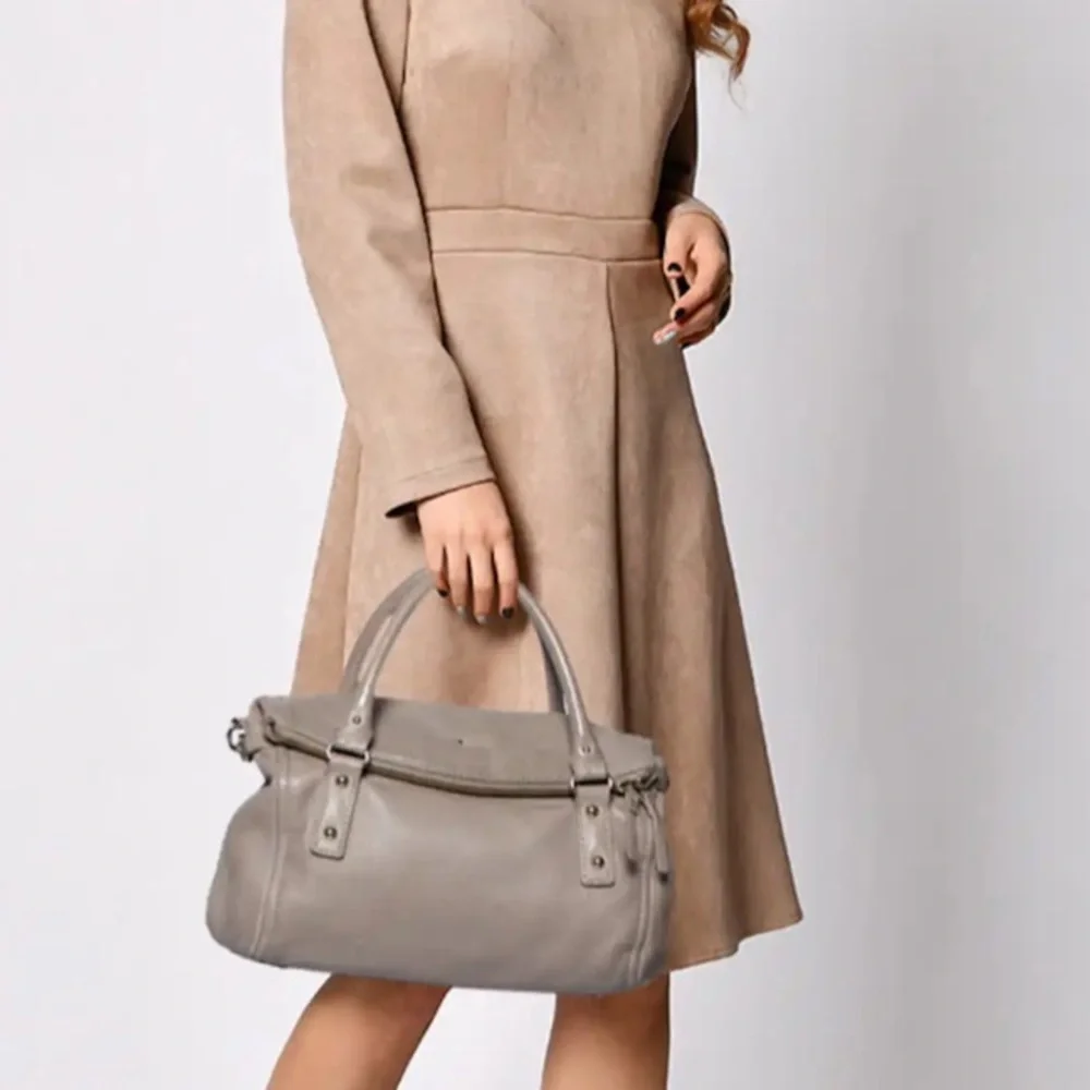 Kate Spade Cobble Hill Leslie Large Satchel Beige Leather Pebbled